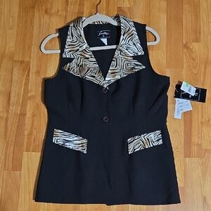 Black Vest With Tiger Print Design